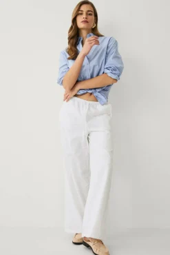 Ellos Collection Brede bukser med broderie anglaise